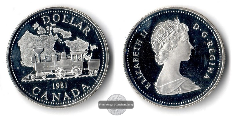  Kanada,  1 Dollar 1981 Transcontinental Railway FM-Frankfurt Feinsilber: 11,66g   