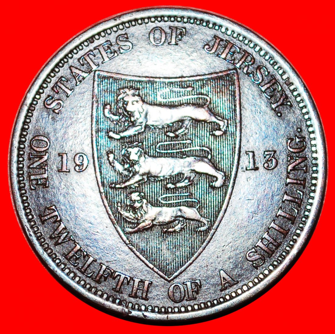 * GREAT BRITAIN (1911-1923): JERSEY ★ 1/12 SHILLING 1913! INTERESTING TYPE! LOW START ★ NO RESERVE!   