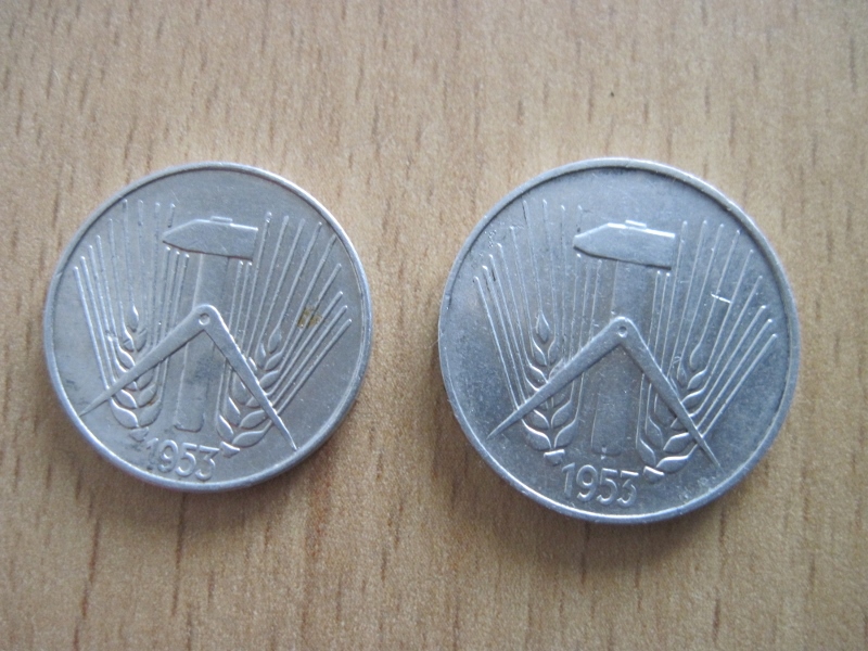  10 + 5 Pfennig DDR 1953 E in vorzüglicher Erhaltung, selten   
