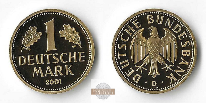 Deutschland MM-Frankfurt Feingold: 12g 1 Mark (Goldmark 'D') 2001 