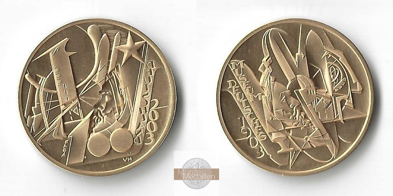 BRD  Goldmedaille (100 Euro Probe) MM-Frankfurt   Feingold: 13,92g 100 Jahre deutsches Museum 2003 