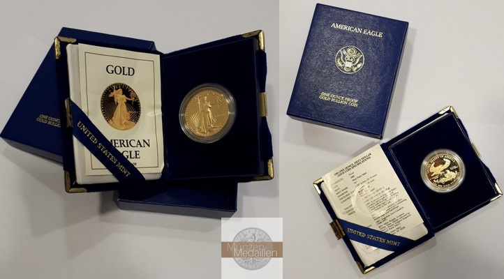 USA  50 Dollar MM-Frankfurt  Feingold: 31,1g American Eagle 1989 W 