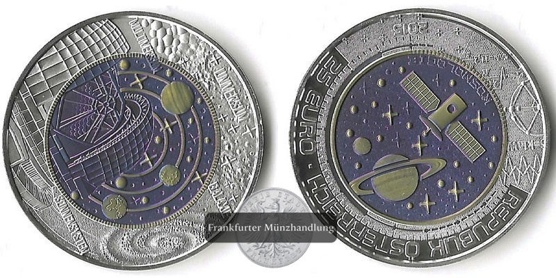  Österreich, 25 Euro 2015  FM-Frankfurt  Bimetal (Silber, Niob) handgehoben   