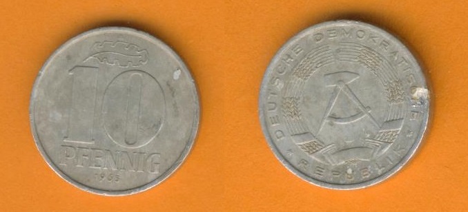  DDR 10 Pfennig 1965 A   
