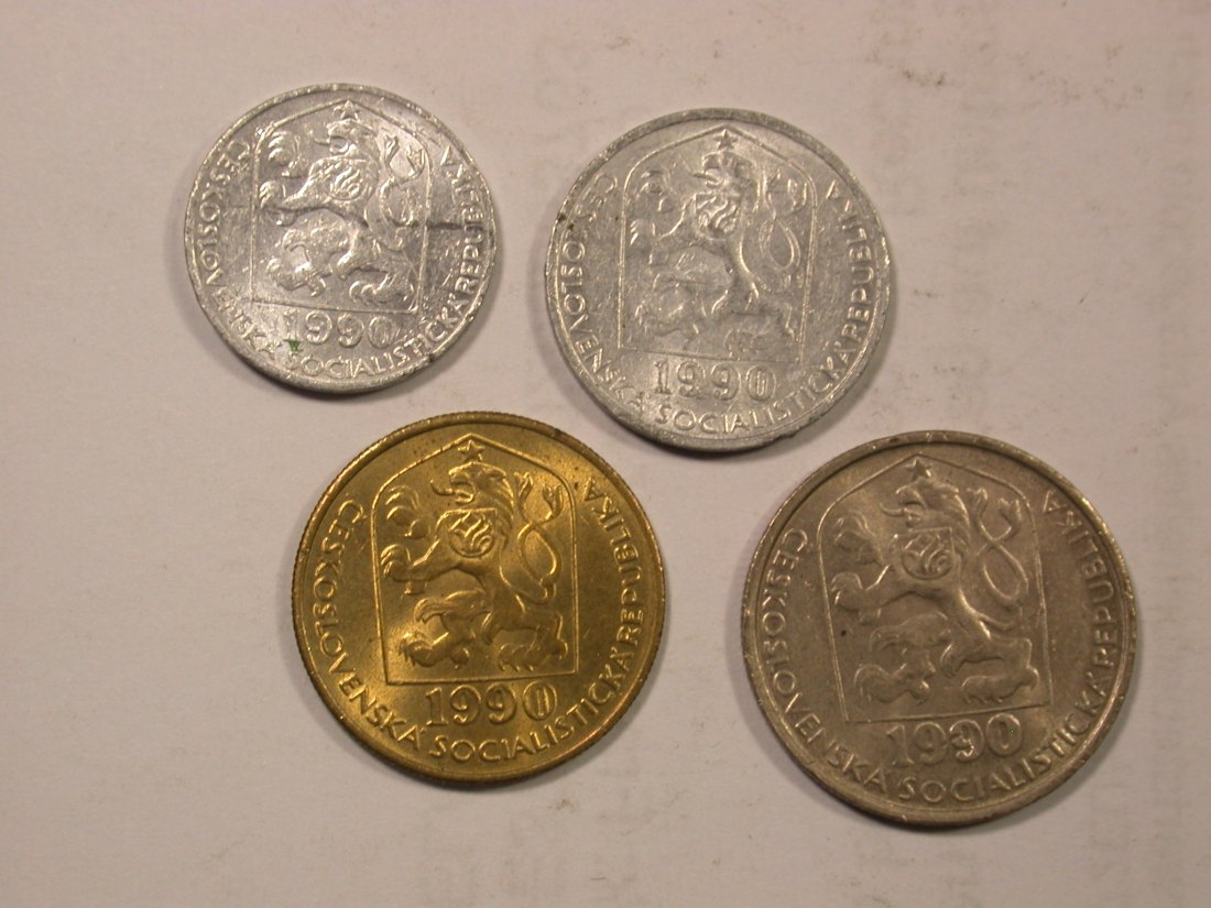  F18  CSSR CR  4 Münzen von 1990 verschieden gut   Originalbilder   