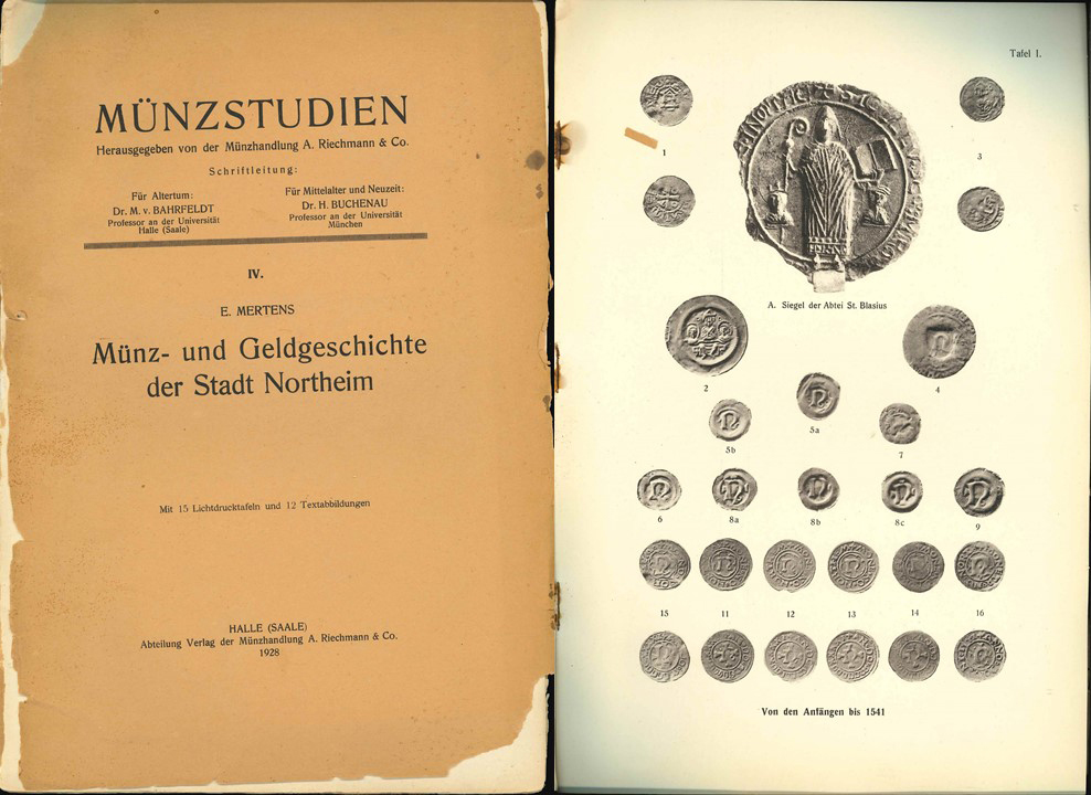  A.Riechmann & Co., Halle; E. Mertens, Münz- und Geldgeschichte der Stadt Northeim 1828   