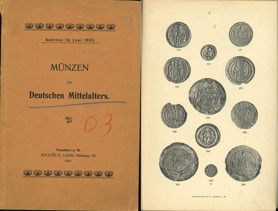  Adolph E.Cahn; FMM, Auktionskatalog v.16.06.1903, Münzen des deutschen Mittelalters   