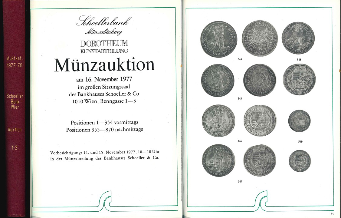  Schoeller Bank Wien; Auktionskataloge 16. November 1977 und 5. November 1978, Ergebnislisten   