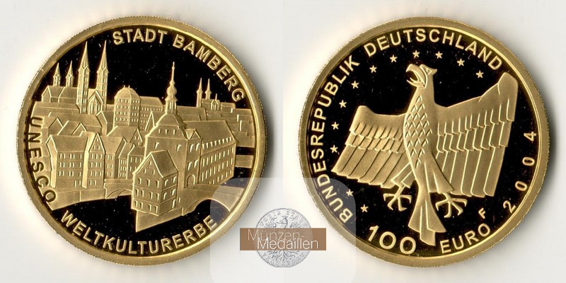 BRD MM-Frankfurt  Feingold: 15,55g 100 EUR Bamberg 2004 F 