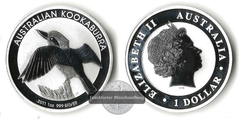  Australien,  1 Dollar Kookaburra 2011  FM-Frankfurt  Feinsilber: 31,1g   