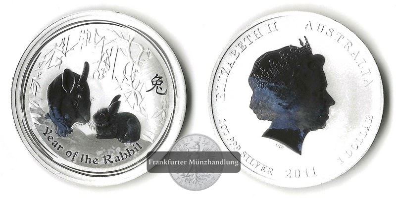  Australien 1 Dollar Year of the Rabbit 2011 FM-Frankfurt Feinsilber: 31,1g   