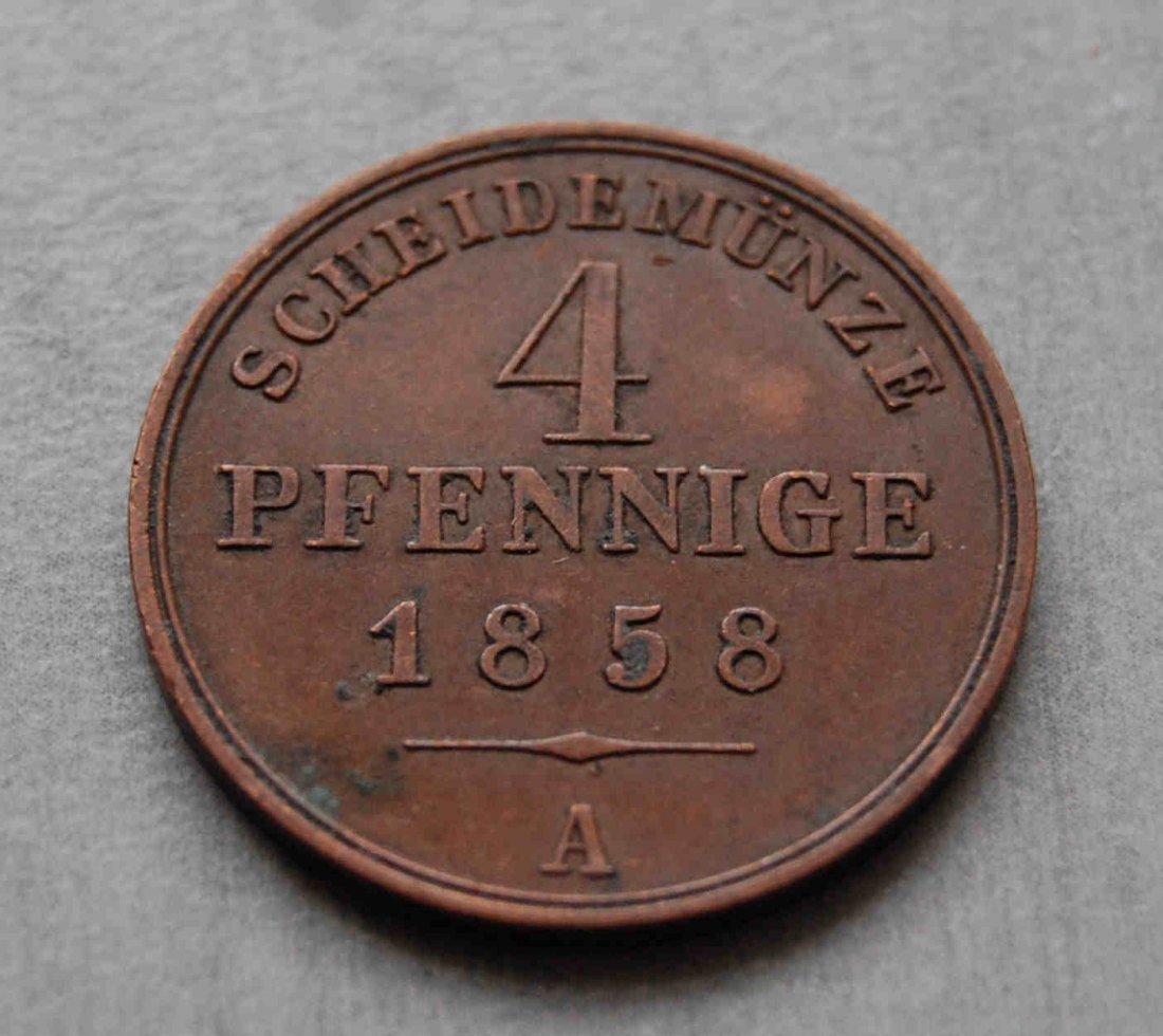  4 Pfennig 1858 A Schaumburg Lippe Scheidemünze 90 einen Thaler   