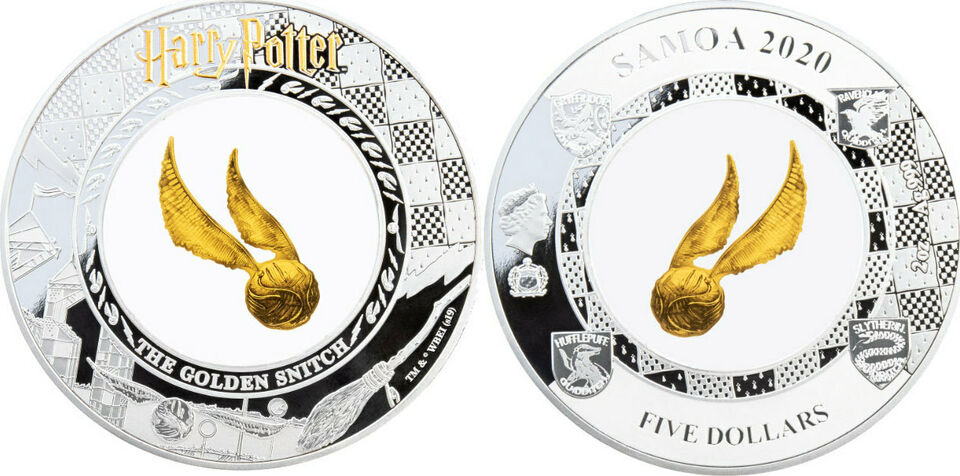  2 oz Silber + Gold 2020 5 $ Dollar Harry Potter - Samoa   