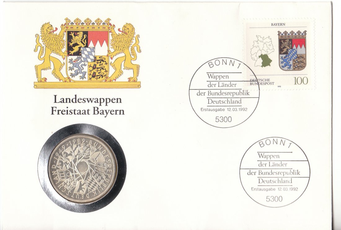  Numisbrief Landeswappen Freistaat Bayern   