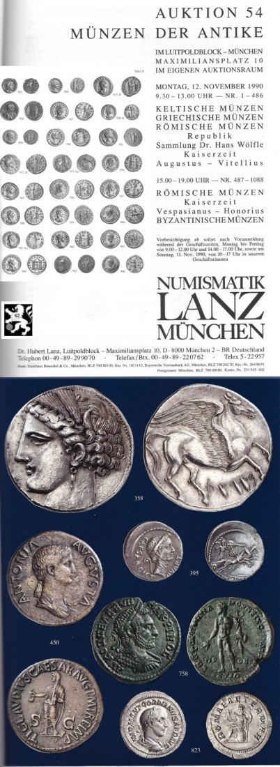  Lanz ( München ) Auktion 54 (1990) ANTIKE - Sammlung Dr. Hans WÖLFLE Römische Kaiserzeit ua   