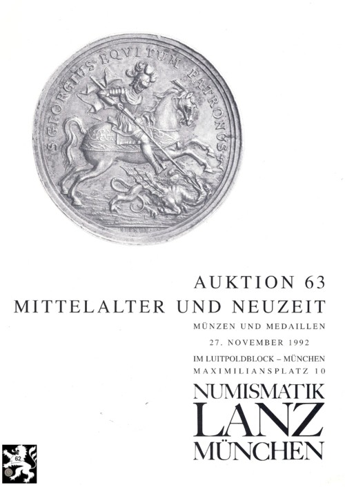  Lanz ( München ) Auktion 63 (1992) Mittelalter & Neuzeit ua Georgsmünzen ,Mecklenburg ,Nassau ,Pfalz   