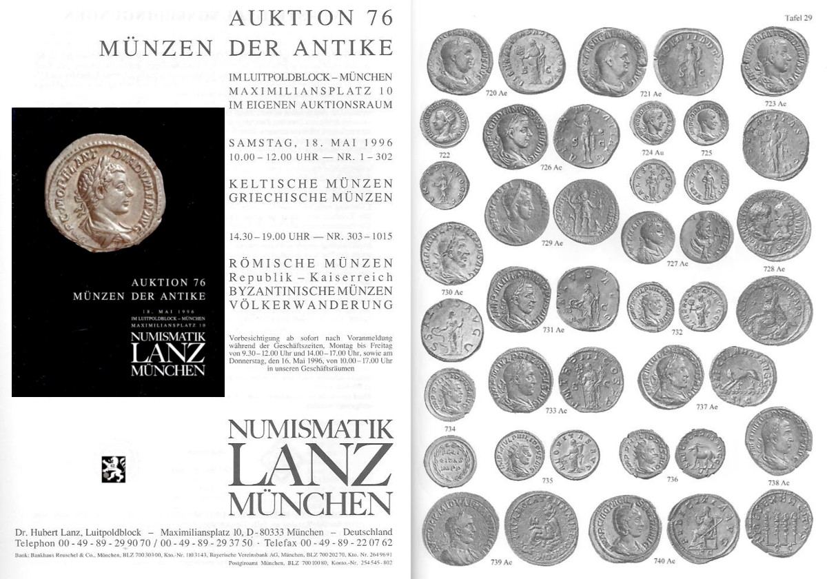  Lanz ( München ) Auktion 76 (1996) ANTIKE - Römische Republik & Kaiserzeit ,Griechen ,Kelten ,Byzanz   