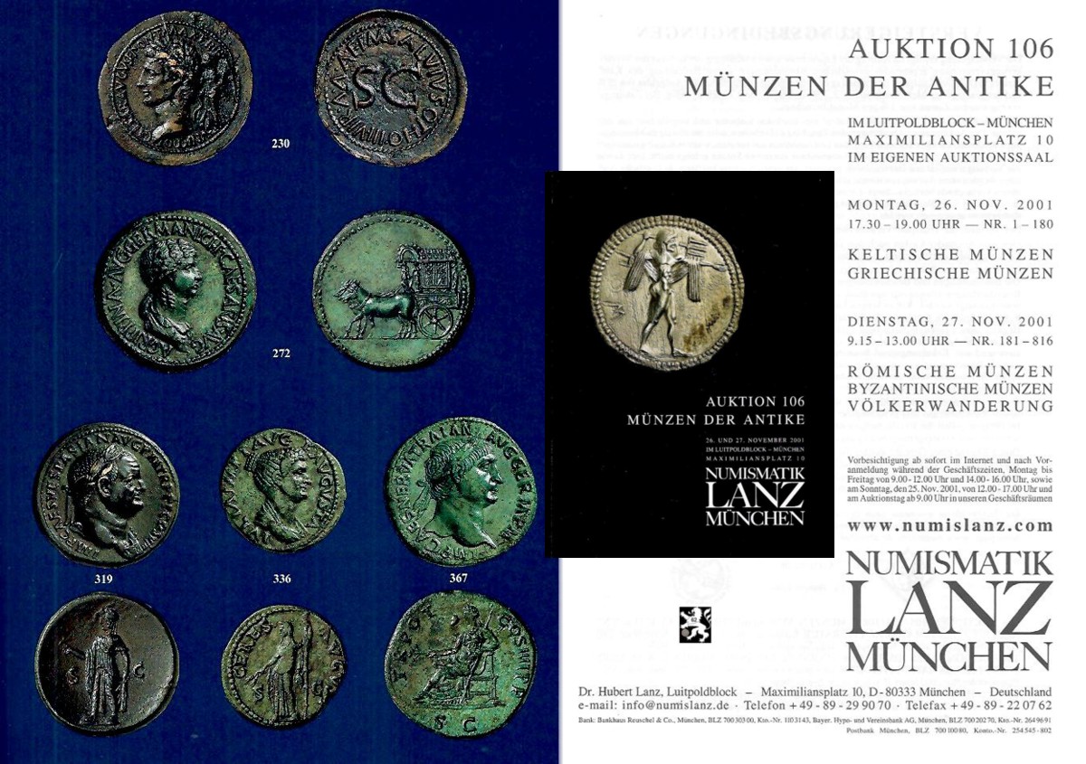  Lanz ( München ) Auktion 106 (2001) ANTIKE Römische Republik & Kaiserzeit ,Griechen ,Kelten ,Byzanz   