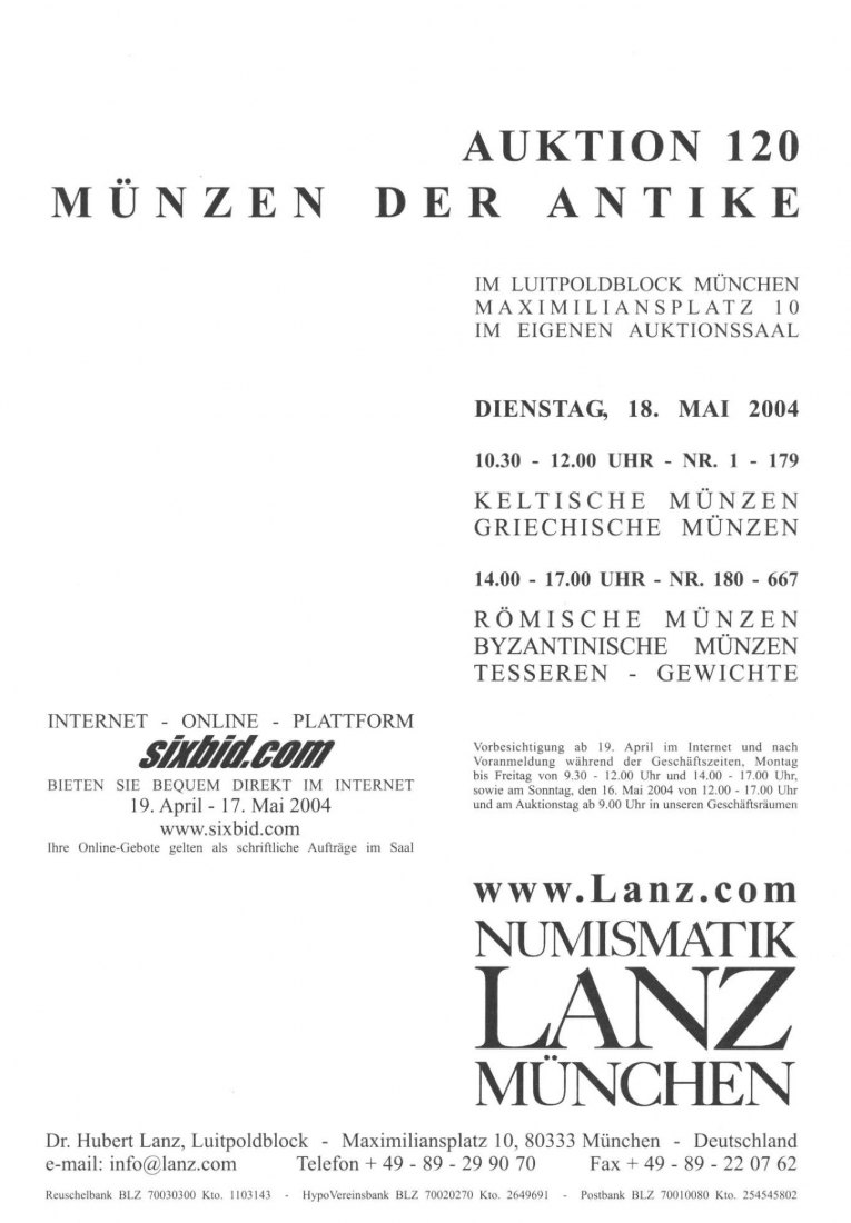  Lanz ( München ) Auktion 120 (2004) ANTIKE Römische Republik & Kaiserzeit ,Griechen ,Kelten ,Byzanz   