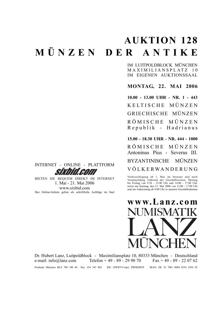  Lanz ( München ) Auktion 128 (2006) ANTIKE Römische Republik & Kaiserzeit ,Griechen ,Kelten ,Byzanz   