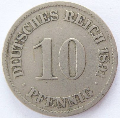  Deutsches Reich 10 Pfennig 1891 A K-N s+   