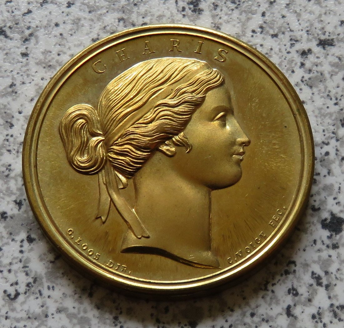  Darstellung einer Charis-Büste, Replik einer Medaille von G.B. Loos und C. Voigt / Der Strauß den ic   