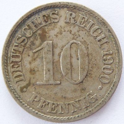  Deutsches Reich 10 Pfennig 1900 A K-N ss   