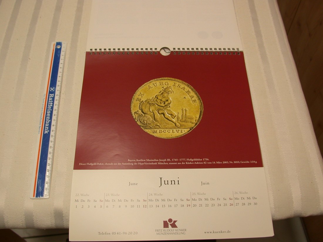  2005 Zeit und Geld  großer Kalender der Fa. Künker aus 2006 mit großen und seltenen Münzen   