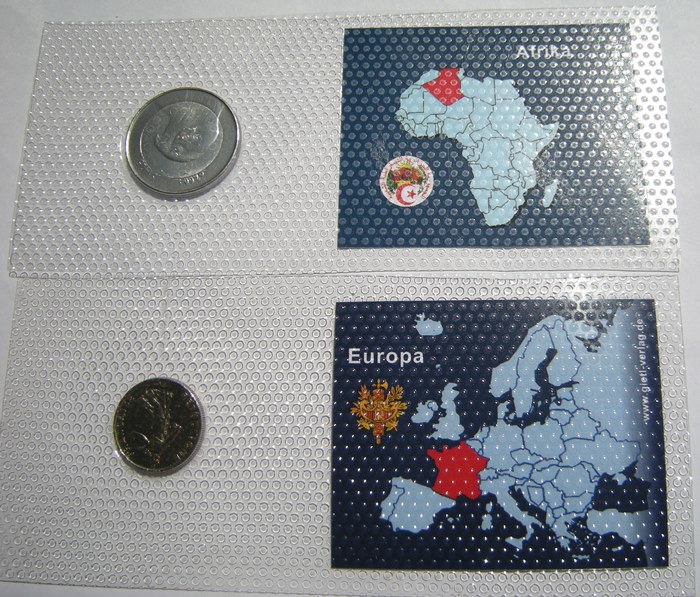  Frankreich 1/2 France 1975 und Algerien 10 Dinars 2004, beide im Blister   