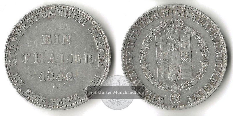  Hessen-Kassel  1 Taler  1842  Wilhelm II FM-Frankfurt  Feinsilber: 16,7g   