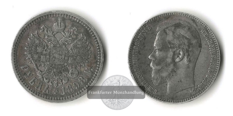  Russland,  1 Rubel  Nicholas II. 1898 АГ FM-Frankfurt  Feinsilber: 17,85g   