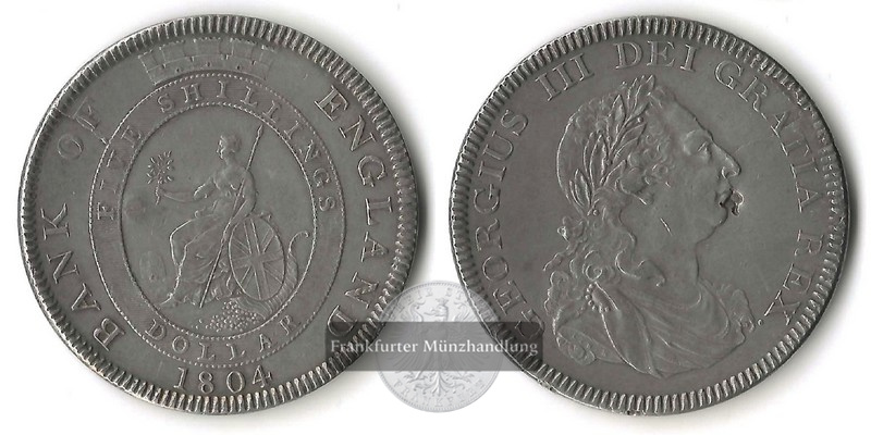  Großbritannien  1 Dollar/5 Shillings  1804   George III   FM-Frankfurt  Feinsilber: 23,48g   