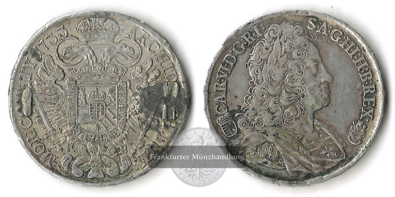  Ungarn , Ein Taler   1733   Friedrich August I.  FM-Frankfurt  Silber   