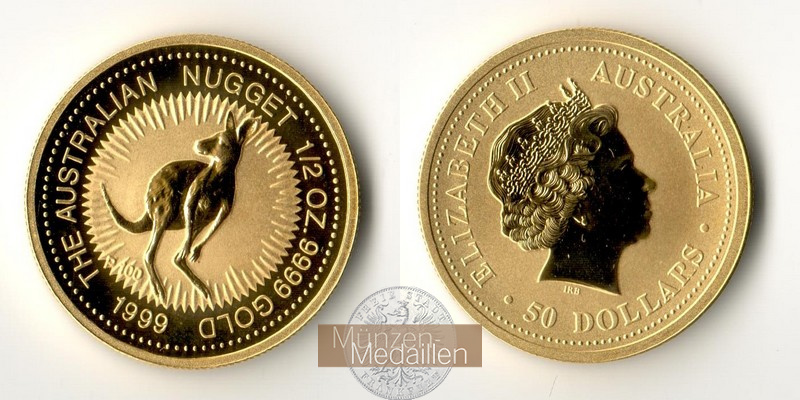 Australien MM-Frankfurt Feingold: 15,5g 50 Dollar (Känguru) 1999 