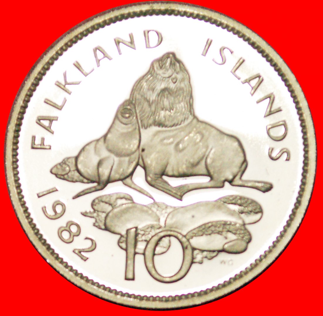  * GREAT BRITAIN SEA LIONS (1974-1992): FALKLAND ISLANDS★10 PENCE 1982! PROOF★LOW START ★ NO RESERVE!   