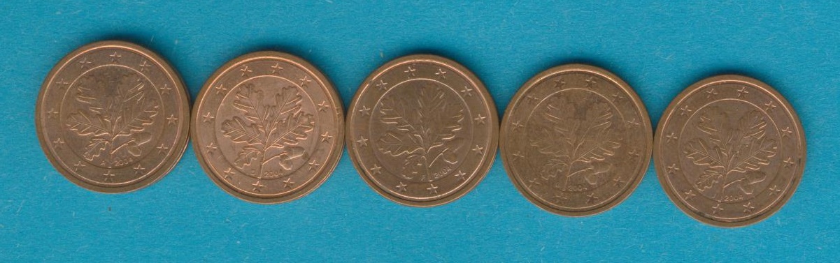  Deutschland 2 Cent 2004 A,D,F.G.J kompl.   