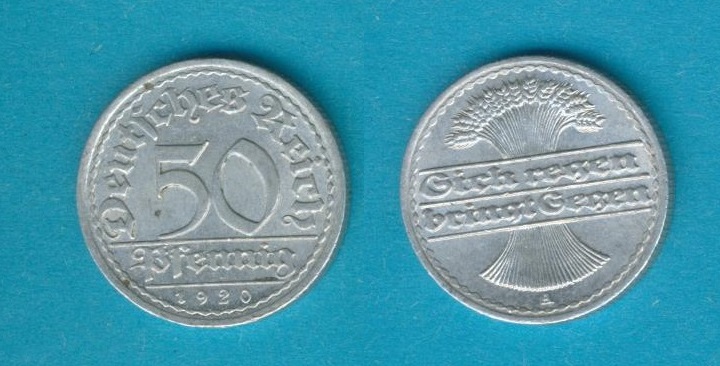  Weimarer Republik 50 Reichspfennig 1920 A   