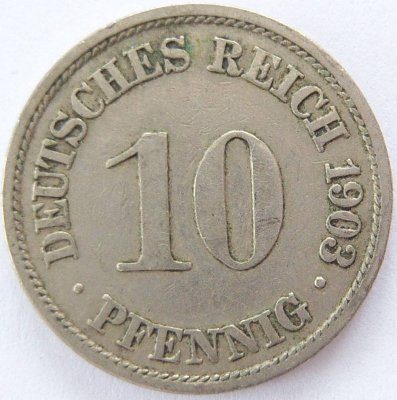  Deutsches Reich 10 Pfennig 1903 A K-N ss   