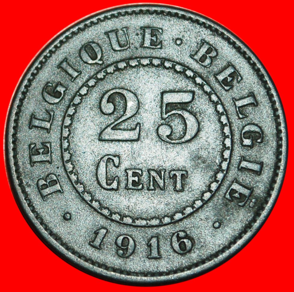  * OCCUPATION by GERMANY: BELGIUM ★ 25 CENTIMES 1916! WARTIME (1914-1920) LOW START ★ NO RESERVE!   