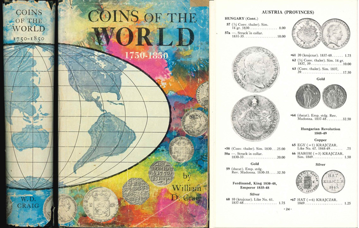  William D. Craig; Coins of the World 1750-1850; First Edition; Wisconsin 1966   