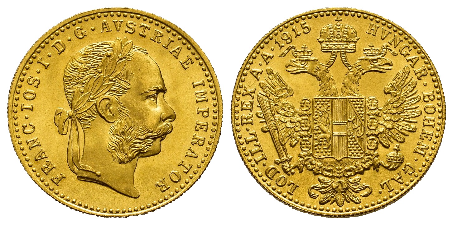 PEUS 8031 Österreich 3,44 g Feingold. Franz Joseph I. (1848 - 1916) 1 Dukat (off.NP) GOLD 1915 Stempelglanz
