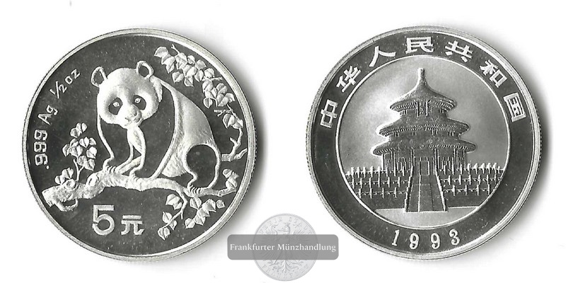  China  5 Yuan    1993      Panda      FM-Frankfurt      Feinsilber: 15,55g   