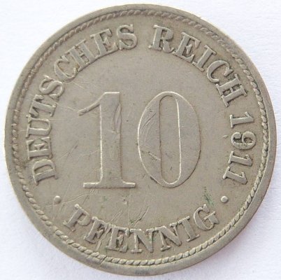 Deutsches Reich 10 Pfennig 1911 F K-N ss