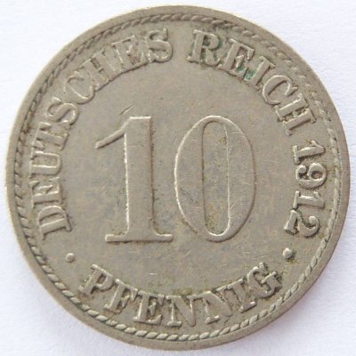  Deutsches Reich 10 Pfennig 1912 A K-N ss+   
