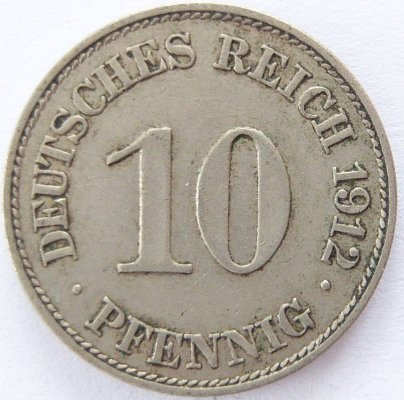  Deutsches Reich 10 Pfennig 1912 E K-N ss+   