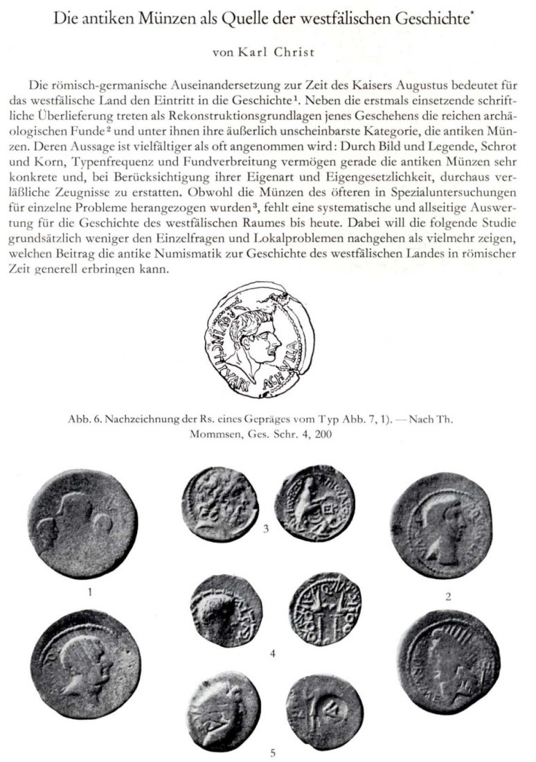  Christ - Die Antiken Münzen als Quelle der Westfälischen Geschichte aus WESTFALEN Hefte Band 35 1957   