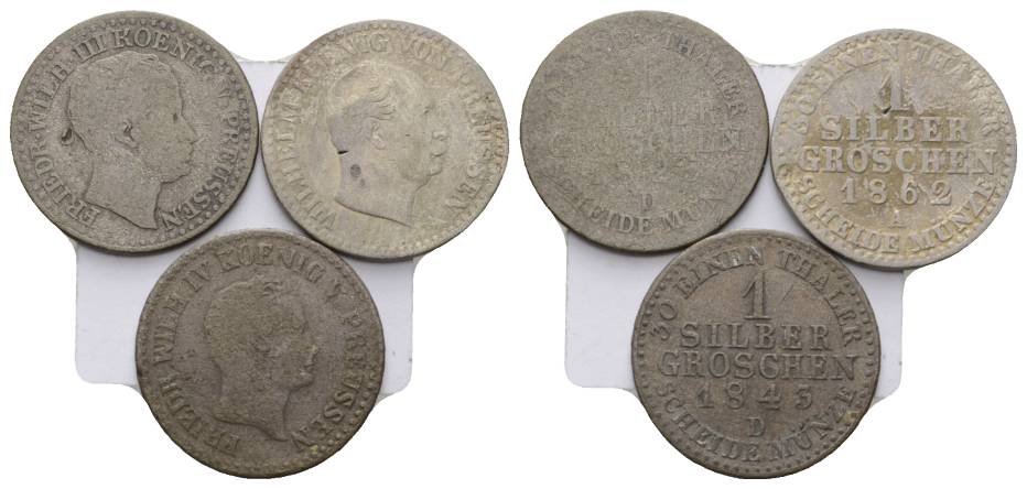  Altdeutschland; 3 Kleinmünzen 1825/1862/1845   