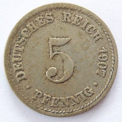  Deutsches Reich 5 Pfennig 1907 A K-N ss   