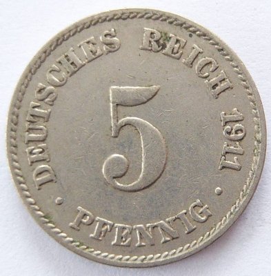  Deutsches Reich 5 Pfennig 1911 J K-N ss   