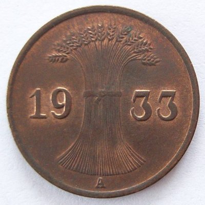  Deutsches Reich 1 Reichspfennig 1933 A Kupfer unc   
